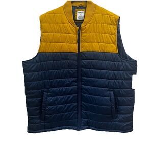 Sonoma Puffer Vest Blue Yellow Men's With Pockets Zip up Sz 2XL New Colorblock